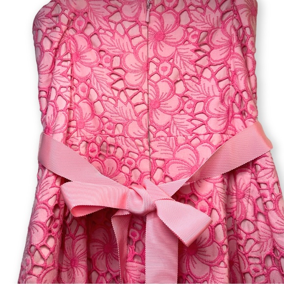 EUC Lilly Pulitzer Kentucky eyelet dress, pink, strapless - Picture 2 of 5